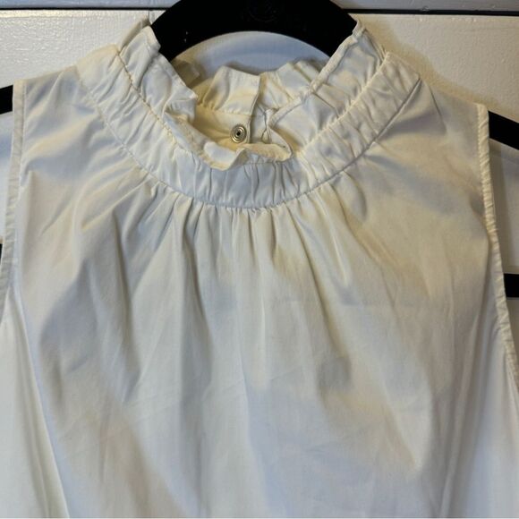A.L.C. Sleeveless Cotton Ruffle Pullover Blouse White Women’s  Size Medium - Picture 3 of 7